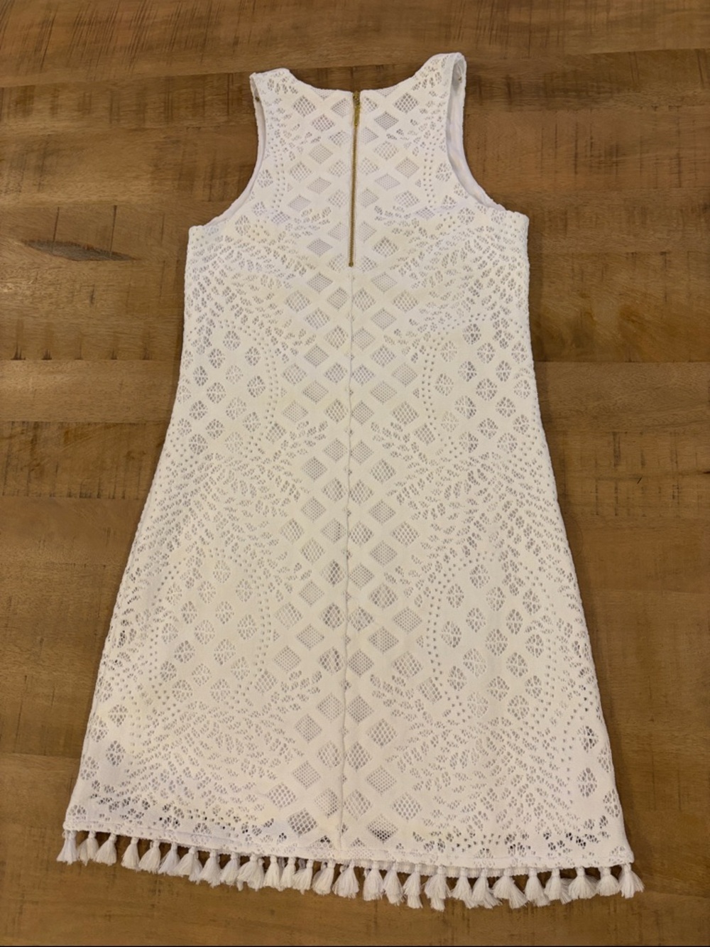 Lilly Pulitzer White Marquette Shift Dress XS Tassel Trim Summer Graduation - Picture 11 of 12